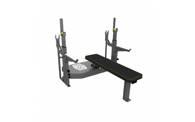 Скамья-стойка домкратная для жима лежа со страховочными упорами Olimpic Bench Скамья-стойка домкратная для жима лежа со страховочными упорами Olimpic Bench